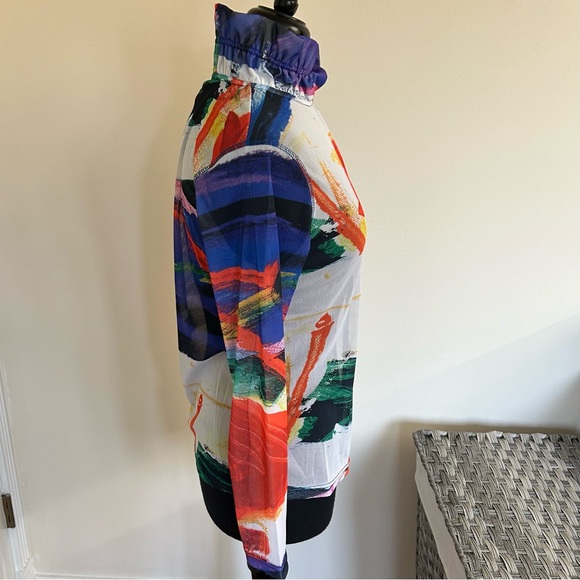 Simply Art Delcezza pattered zipper blouse, Size S - Picture 4 of 9